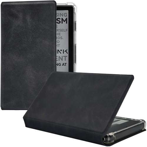 2in1 Magnetic Detachable Flip Case for 4.3 XTEINK X4 E-Book Reader Ultra-Thin Lightweight Leather & TPU Transparent Cover with Magnetic Closure (Soft-Touch Matte Black)