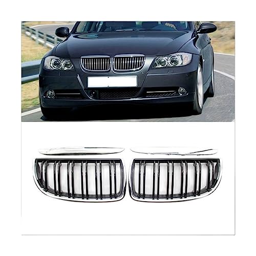 Grille d'Aération Flux d'Air Double Ligne Chrome pour Remplacement Calandre E90 E91