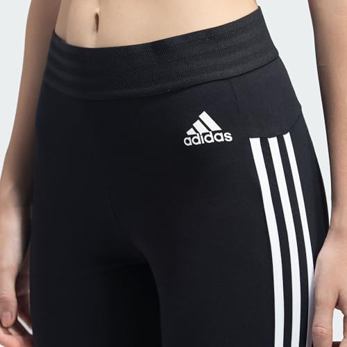 Image of adidas Women's Essentials 3-Stripes Tights - High-Rise Slim-Fit Cotton Stretch Leggings, Soft & Breathable Activewear for Yoga, Training, Running & Casual Wear for All Season