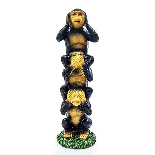 Image of AUGEN Polyresin Three Wise Monkeys Statue Showpiece for Home Decor Decoration and Gifting (6772A1, 25cm)
