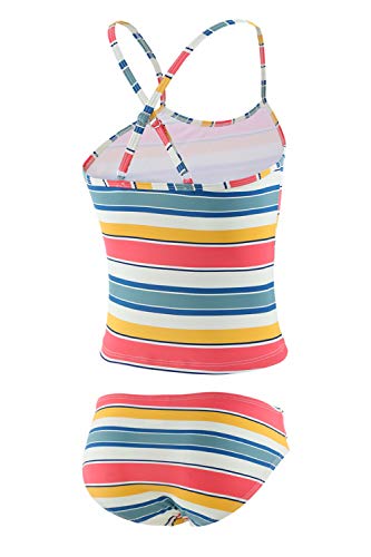 Image of Girls Two Piece Tankini Swimsuits Rainbow Striped Bathing Suit Swim Suit