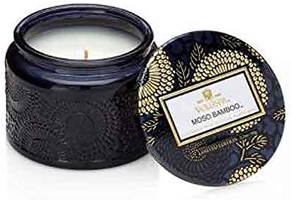 Voluspa Moso Bamboo Small Embossed Glass Jar Candle, 3.2 ounces