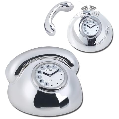 Natico Telephone Ringing Clock, Silver (10-1160) Cover