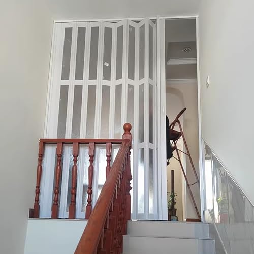 �R���T�[�e�B�[�i�h�A�A Accordion Folding Door With Aluminum Track PVC Panel Acrylic Window White Multiple Sizes(30x80in(76x203cm))
