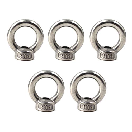Image of M8 Lifting Eye Nut 304 Stainless Steel Ring Eye Bolts Threaded Nuts Pack of 5