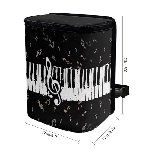 Image of Talayituse Music Note Print Car Trash Can Portable Auto Garbage Bin Multifunctional Vehicle Interior Accessories with Adjustable Straps Universal Fit Truck SUV Sedan