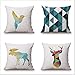 Juego de 4 Fundas de Cojín,40x40cm Decorativa de Simplicidad Moderna Lino Funda de Almohada cojínes con Patrón de Doble Cara para Exterior Sofá Cama Coche Hogar (Colibri géométrique)