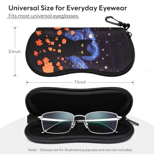 Image of Sunglasses Case with Belt Clip, Ultra Light Neoprene Zipper Soft Padded Glasses Case for Women Men