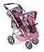 Produktbild Bayer Chic 2000 Puppenwagen Vario, Zwillingsbuggy für Zwei Puppen, Tandem-Puppenwagen für Kinder von 4 bis 8 Jahren, Einhorn, Navy-pink, 689-43