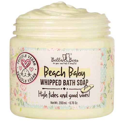 Bella & Bear Beach Baby Whipped Bath Soap And Shave Cream – Body Wash Soap Moisturiser – SLS Free, Paraben Free, Cruelty-Free, Body Care Bath Stuff for Women