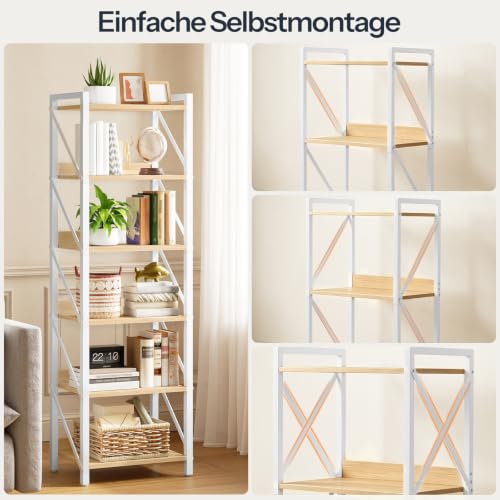 HOOBRO Bücherregal, Standregal, Leiterregal, freistehendes schmales Regal, Büroregal 6 Ebenen, offene Ablagen, für Wohnzimmer… – Ansicht 4