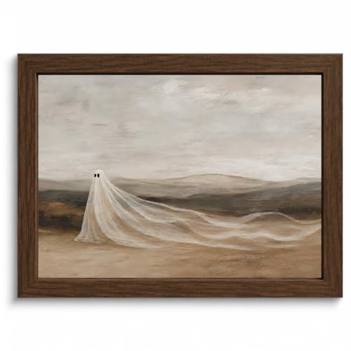 YPDQJW Framed Halloween Ghost Wall Art, Vintage Landscape Print, 10x8 in