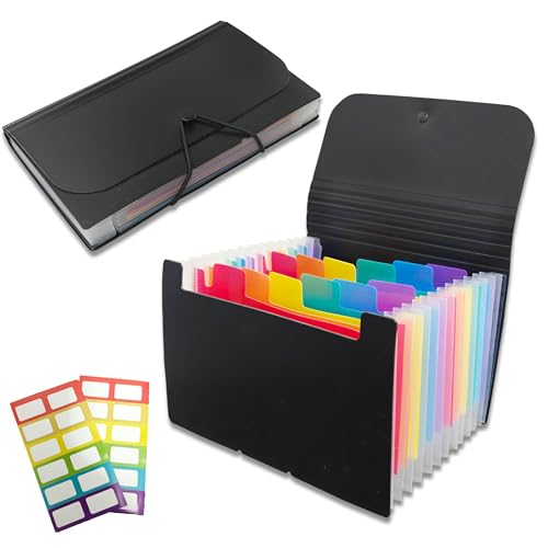BYSLBTY 3x5 Index Card Holder, Flashcard Organizers, 13 Pockets Small
