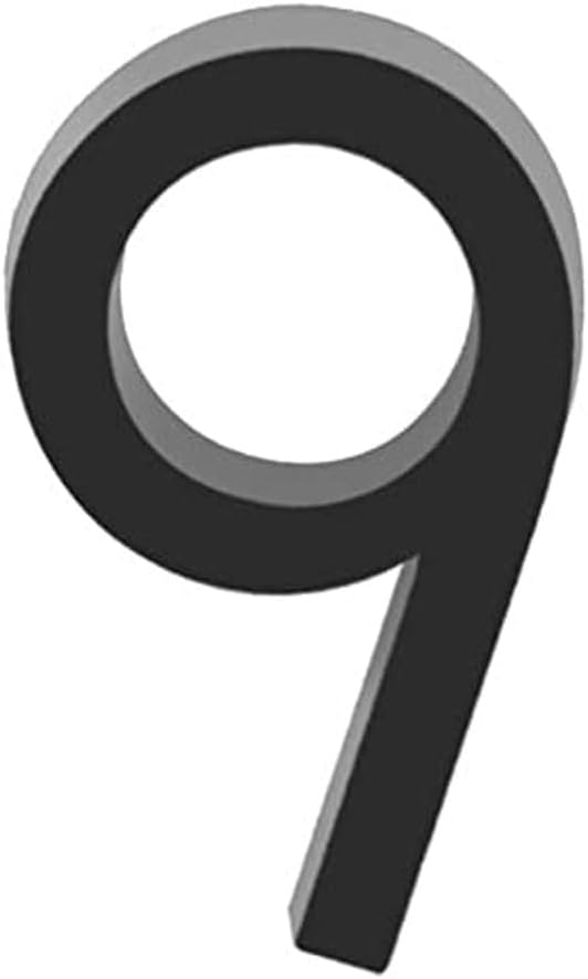 4 Inch Self-adhesive Door House Numbers 3D Mailbox Numbers Stickers Street Address Numbers for Mailbox Signs Chrome Plated (Black-9)