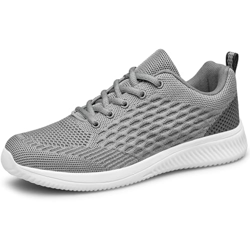 AMANSSE Men's Lightweight Walking Shoes – Breathable Non Slip Running & Tennis Sneakers for Workout and Daily Wear Grey Size 8 by AMANSSE - Used condition - US$17.54