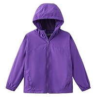GRANDWISH Girls Waterproof Rain Jacket, Lightweight Active Hooded Purple Raincoat, Size 10 (M)