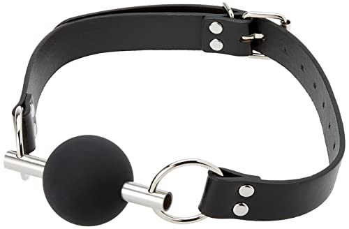 Shots Ouch! Black & White - Solid Ball Gag With Bonded Leather Straps