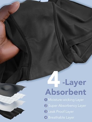 Image of TIICHOO Period Underwear for Women Heavy Flow Leakproof Menstural Underwear Period Shorts 5 Pack