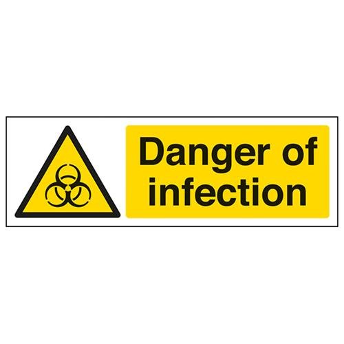 V Safety Danger Of Infection Warning Sign – 300mm x 100mm – 1mm Rigid ...