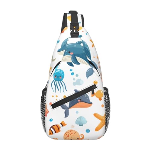 Mochila tipo sling Octopus Whale Starfish para mujer y hombre
