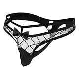 Evankin Mens Sissy Lingerie Sexy Hollow Out Lace Girly Thong See Through Underwear with Bulge Pouch Bowknot(Black£¬S)