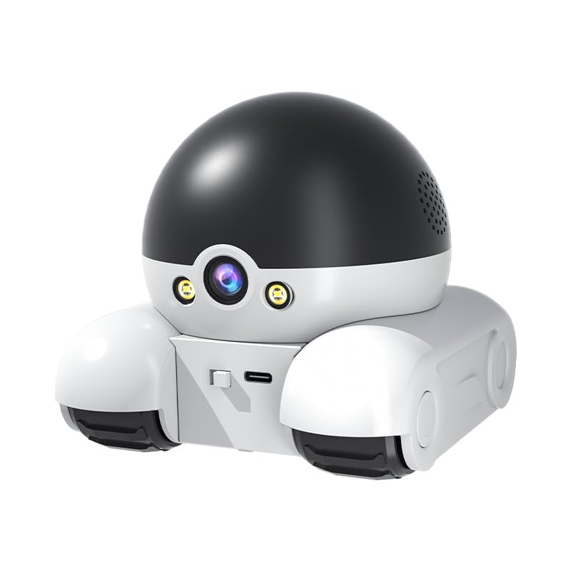 Image of Diyeeni Mini 1080P Camera Robot, Movable Pet Cameras Indoor with Dual Lens, WiFi Home Security Camera, 2-Way Audio, Motion Detection, Phone App Control, Battery Powered