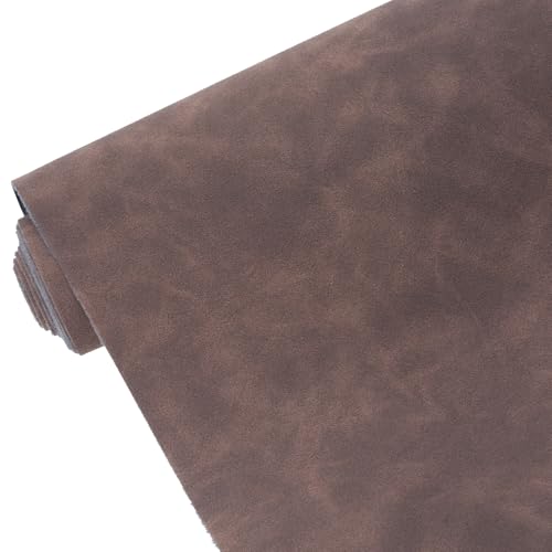 16 x 54 Faux Suede PU Leather Fabric for Crafts, Vintage Vegan Leatherette Fabric for Home Upholstery Handbags Purse DIY Repair Projects-Coffee