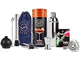 Top Shelf Cocktail Shaker Set by Mixology Werks - 10 Piece Bartending Kit - Professional Bar Tools for Home Bar Set, Martini Shaker Mojito Drink Mixer - Jigger, Ice Ball Mold, Plus Drink Recipes
