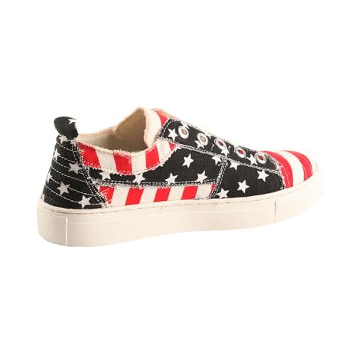 SHOELANDER Women's Lace Up Flats Shoes with Stripe Pattern3