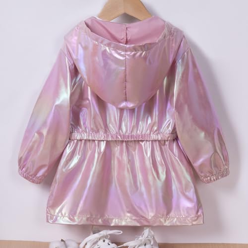 Toddler Gradient Color Hooded Coat Sparkly Metallic Jacket Outwear for Little Girls3