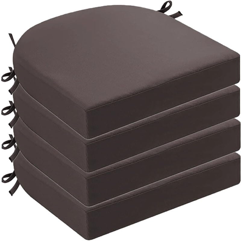 DOGACA Outdoor Chair Cushions Set of 2 4 6, Waterproof U-Shaped Seat Cushion with Ties & Zipper, Removable Washable Patio Chair Pads for Garden, Patio, Camp(8,4pcs:47 * 40 * 5cm)