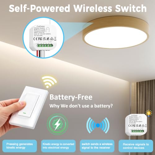 Image of Wireless Light Switch and Receiver Kit, Remote Light Switch