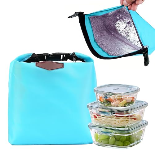 GWAWG Borsa termica termica, borsa per il pranzo, borsa per il pranzo portatile, borsa da picnic, blu, cerniera