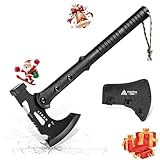 Freelander Camping Axe with Sheath, Sharp Tactical Hatchet Axe with Clip and Bottle Opener, Multi-Functional Hammer Tactical Tomahawk, Survival Tomahawk Axe for Camping (Black, 15 Inch)