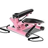 BAHAOMI Crosstrainer Ellipsentrainer Für Zuhause,Kompakt Elliptical,Stepper Heimtrainer,Magnetbremse Ausdauertrainer,Leise,LED-Anzeige,Einstellbarer Widerstand,Mit Kordelzug,Rosa