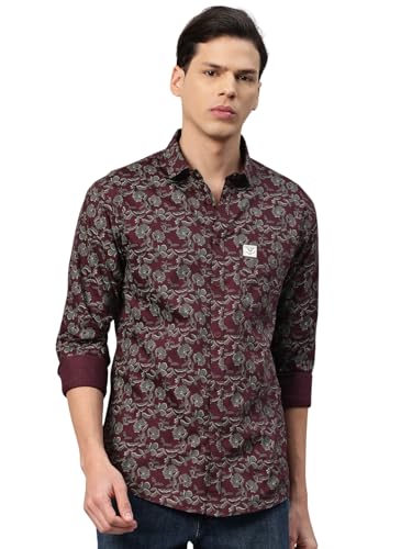 Image of Majestic Man Men's Stylish Floral Print Slim Fit Casual Shirt - Pure Cotton| Full Sleeve | Trendy & Comfortable