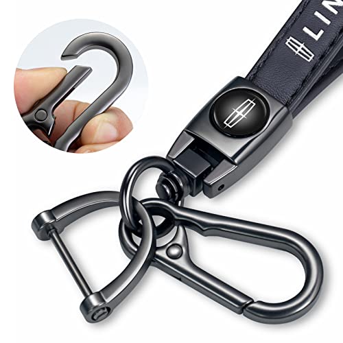 Image of YUIQIEUY Genuine Leather Car Keychain Key Chains Ring Accessories for Man and Woman Family Present Black