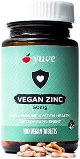 Yuve Vegan Natural Zinc 50mg Supplement - Boosts Your Immune System - Fast