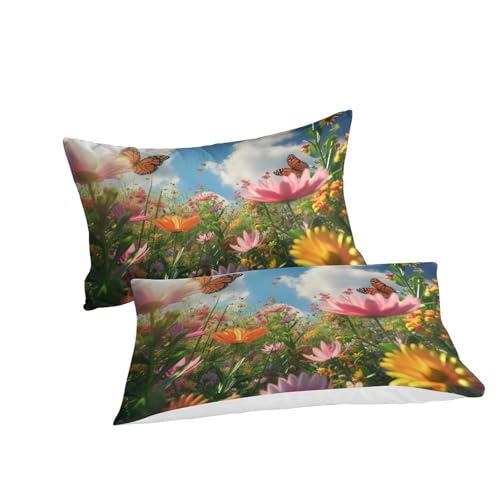 Housse couette fleurs microfibre douce parures de lit maison 200x200cm - 3