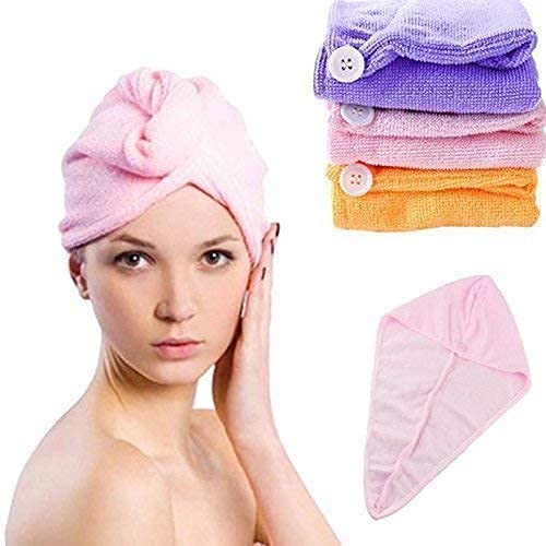 Milindi Sales Hair Towel Wrap Absorbent Towel Hair-Drying Quick Dry Shower Caps Bathrobe Hair Warp Towel Quick-Drying Microfiber Bath Towel Hair Dry Cap(Multi Color)