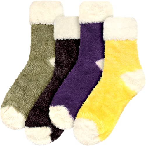 Image of BambooMN Women's Super Soft Fuzzy Socks, Polka Dot, Gradient, Snowflake, Featherlight Cuff - Assorted Colors