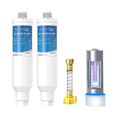 Waterdrop RV/Marine Water Filter with 1 Flexible Hose Protector, Camper Water Filter, Inline Water Filter for RV