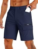 MAGCOMSEN Herren Sommer Bermuda Shorts Outdoor Trekkinghose Männer Kurz Cargohose Casual Freizeit Shorts Quick Dry Funktionshose mit Gummibund Dunkelblau 40