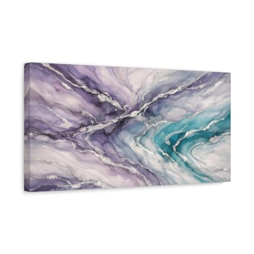 Toile abstract swirl purple teal silver pour salon moderne