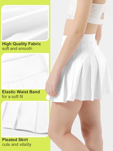 SPFASZEIV Tennisrock Mädchen Faltenrock mit Innenhose Taschen Kinder Sportrock Golf Skort Minirock Schuluniform 10–12 Jahre Weiß