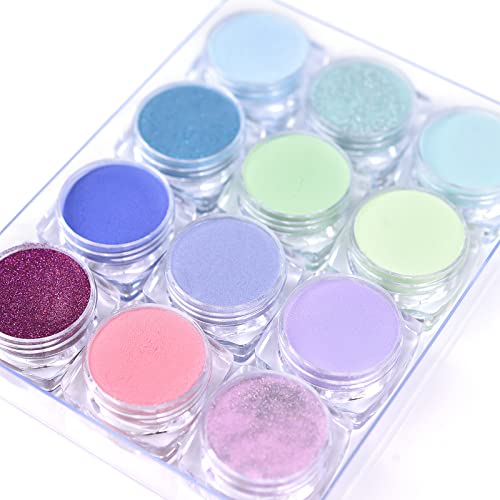 KADS Nail Acrylic Powder Set 12 Colors Polymer 3D Acrylic Nail Art Kit for French Nail Extension All Seasons Nail Carving No Nail Lamp Needed (2)