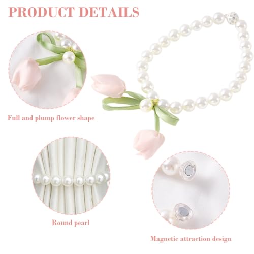 Image of HASTHIP Curtain Tiebacks, Curtain Holders with Tulip Flower Charm Elegant Decorative Holdbacks for Sheer, Home Living Room Bedroom Decor Tie Backs