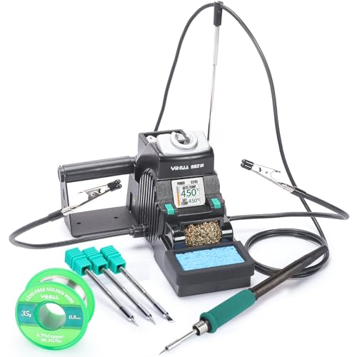 YIHUA 982-III精密はんだごてステーション はんだごてセット C245のこて先3本、鉛フリーはんだワイヤー、スリープモード、自動スタンバイ、こて先交換スロット、フルカラーディスプレイ