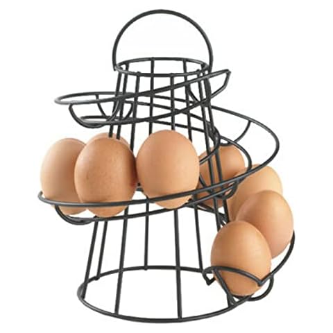 Black Kitchen Storage Spiral Helter Skelter Egg Holder Stand Rack Holds 18 Eggs Cover