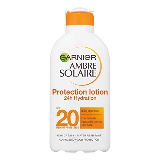 Garnier Ambre Solaire Ultra-Fuktande Shea Smör Solskydd Kräm SPF20, Fuktande Medium Solskyddslotion SPF20 200 ml